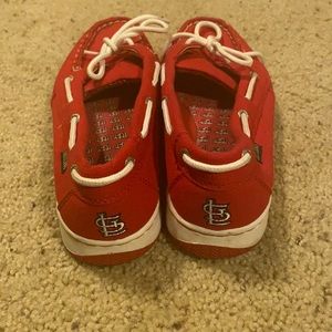 Eastland red St. Louis cardinals boat shoes